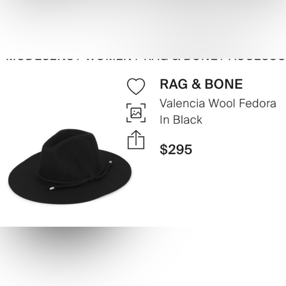 Rag & Bone Valencia Wool Fedora in Black . Size S - Picture 2 of 6